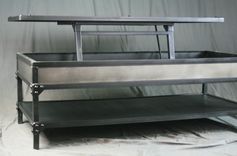 Handmade Vintage Industrial Steel Lift Top Coffee Table With Shelf 1 small