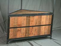 Industrial Corner Hutch. Wood & Steel Laundry Unit. Storage Cabinet. Curio Cabinet. Handmade. 2 small