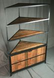 Industrial Corner Hutch. Wood & Steel Laundry Unit. Storage Cabinet. Curio Cabinet. Handmade. 3 small