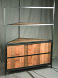 Industrial Corner Hutch. Wood & Steel Laundry Unit. Storage Cabinet. Curio Cabinet. Handmade. 5 small