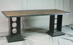 Custom Handmade Modern Industrial Desk W/ Girder Legs. 1 small