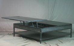 Industrial Lift Top Coffee Table - Vintage Steel Double Lift Top Coffee Table 3 small