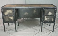 Vintage Industrial Desk With Side Cabinet Storage - Vanity 3 small
