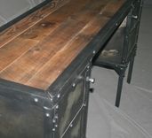 Vintage Industrial Desk With Side Cabinet Storage - Vanity 4 small