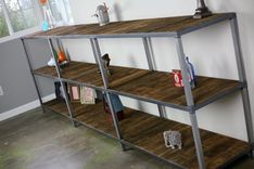 Rustic Reclaimed Wood Bookcase. Modern Shelving Unit. Industrial Display Shelf. Retail Fixture. 3 small