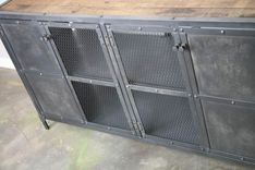 Liquor Cabinet, Bar Vintage/Modern Industrial Reclaimed Wood Top & Steel Urban. Media Console. 4 small
