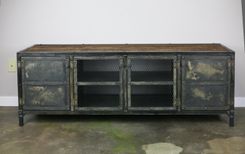 Vintage Industrial Buffet/Credenza Reclaimed Wood Top & Steel Urban Design Custom Metal Sideboard 1 small