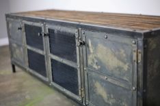 Vintage Industrial Buffet/Credenza Reclaimed Wood Top & Steel Urban Design Custom Metal Sideboard 2 small