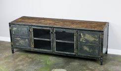 Vintage Industrial Buffet/Credenza Reclaimed Wood Top & Steel Urban Design Custom Metal Sideboard 3 small