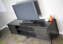 Vintage Industrial Media Console, Tv Stand, Credenza, Custom Sizes, Urban, Metal Sideboard, Hutch 1 small