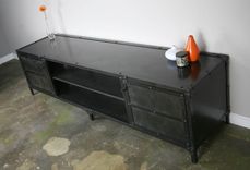 Vintage Industrial Media Console, Tv Stand, Credenza, Custom Sizes, Urban, Metal Sideboard, Hutch 3 small