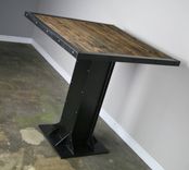 Bistro/Dining Table, Modern Industrial Design, Steel & Reclaimed Wood.  Great For Restaurant Or Bar 3 small