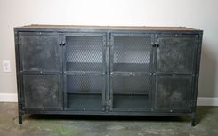 Buffet/Hutch/Credenza - Vintage/Modern Industrial Reclaimed Wood Top & Steel Urban Loft Design 2 small