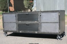 Modern Industrial Media Console. Steel & Reclaimed Wood Credenza. Vintage Industrial Furniture. 2 small
