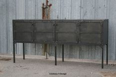 Buffet/Hutch, Modern Industrial, Mid Century, Metal Sideboard, Media Console, Rustic 4 small