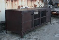 Media Console, Credenza, Buffet, Industrial, Mid Century Modern, Reclaimed Wood, Hutch 5 small