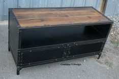 Vintage Industrial Tv Stand. Steel & Reclaimed Wood. Mid Century Modern. Media Console 1 small