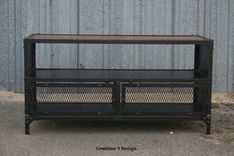 Vintage Industrial Tv Stand. Steel & Reclaimed Wood. Mid Century Modern. Media Console 3 small