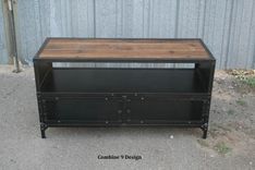 Vintage Industrial Tv Stand. Steel & Reclaimed Wood. Mid Century Modern. Media Console 4 small