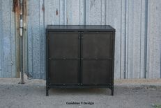 Industrial Night Stand/ End Table. Reclaimed Wood Avail. Side Table. (Printer Cabinet). 3 small