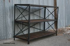 Reclaimed Wood Shelving Unit. Rustic Bookcase. Wood Shoe Rack. Steel & Reclaimed Wood. Loft Decor. 2 small