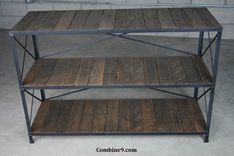 Reclaimed Wood Shelving Unit. Rustic Bookcase. Wood Shoe Rack. Steel & Reclaimed Wood. Loft Decor. 3 small