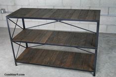 Reclaimed Wood Shelving Unit. Rustic Bookcase. Wood Shoe Rack. Steel & Reclaimed Wood. Loft Decor. 4 small