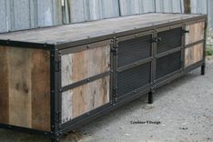 Rustic Industrial Media Console, Tv Stand (Or Buffet). Vintage Credenza, Steel/Reclaimed Wood. 4 small