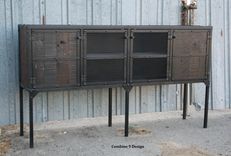 Buffet/Hutch. Vintage Industrial Modern. Distressed, Reclaimed Wood. Rustic. Media Console, Tv Stand 3 small