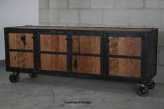 Vintage Industrial Media Console/Credenza - Rustic Reclaimed Wood, Urban, Buffet 1 small