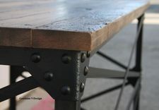 Modern Industrial Desk. (Vintage Table). French Industrial/Mid Century Design. Reclaimed Wood. 2 small