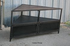Corner Unit / Tv Stand. Vintage/Modern Industrial. Steel/Reclaimed Wood. Media Console. Rustic. 1 small