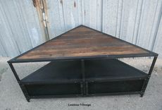 Corner Unit / Tv Stand. Vintage/Modern Industrial. Steel/Reclaimed Wood. Media Console. Rustic. 3 small