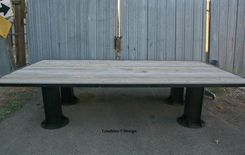 Conference Table W/ Reclaimed Wood. Steel Boardroom Table.  Modern Vintage Style Communal Table. 3 small