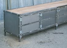 Modern Industrial Buffet/Metal Sideboard (Media Console/Credenza). Reclaimed Wood, Vintage. Urban 1 small