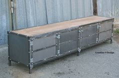 Modern Industrial Buffet/Metal Sideboard (Media Console/Credenza). Reclaimed Wood, Vintage. Urban 2 small