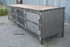 Modern Industrial Buffet/Metal Sideboard (Media Console/Credenza). Reclaimed Wood, Vintage. Urban 3 small