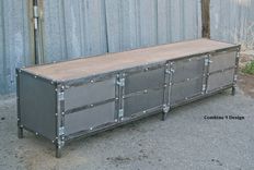 Modern Industrial Buffet/Metal Sideboard (Media Console/Credenza). Reclaimed Wood, Vintage. Urban 5 small