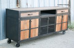 Reclaimed Wood Media Console. Rustic Credenza. Buffet. Urban/Modern. Mid Century. Loft. 2 small