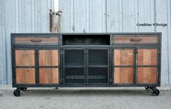 Reclaimed Wood Media Console. Rustic Credenza. Buffet. Urban/Modern. Mid Century. Loft. 5 small