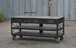 Mid Century Modern/Vintage Industrial Media Console/Tv Stand. Rustic, Modern. 3 small