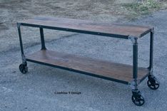 Reclaimed Wood, Rustic Sofa Table. Console Table. Cart With Casters. Industrial Style. Tv Stand. 1 small