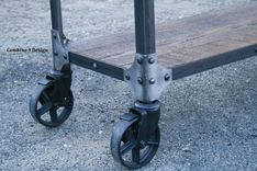 Reclaimed Wood, Rustic Sofa Table. Console Table. Cart With Casters. Industrial Style. Tv Stand. 2 small