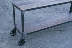 Reclaimed Wood, Rustic Sofa Table. Console Table. Cart With Casters. Industrial Style. Tv Stand. 3 small