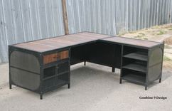 Modern Industrial L Shaped Desk. Reception Desk. Modern Style Office Furniture. Customization. 1 small