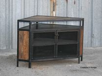Vintage Industrial Tv Stand - Corner Unit Media Console. Steel, Reclaimed Wood. Urban, Modern 2 small