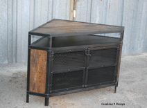 Vintage Industrial Tv Stand - Corner Unit Media Console. Steel, Reclaimed Wood. Urban, Modern 3 small