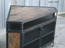 Vintage Industrial Tv Stand - Corner Unit Media Console. Steel, Reclaimed Wood. Urban, Modern 5 small
