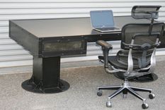 Vintage Industrial Desk With Drawers. Steel, Custom Sizes & Reclaimed Wood Avail. Urban, Modern 5 small