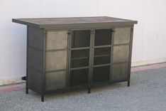 Industrial Bar, Wet Bar, Modern Industrial Style, Reclaimed Wood Liquor Cabinet. 4 small